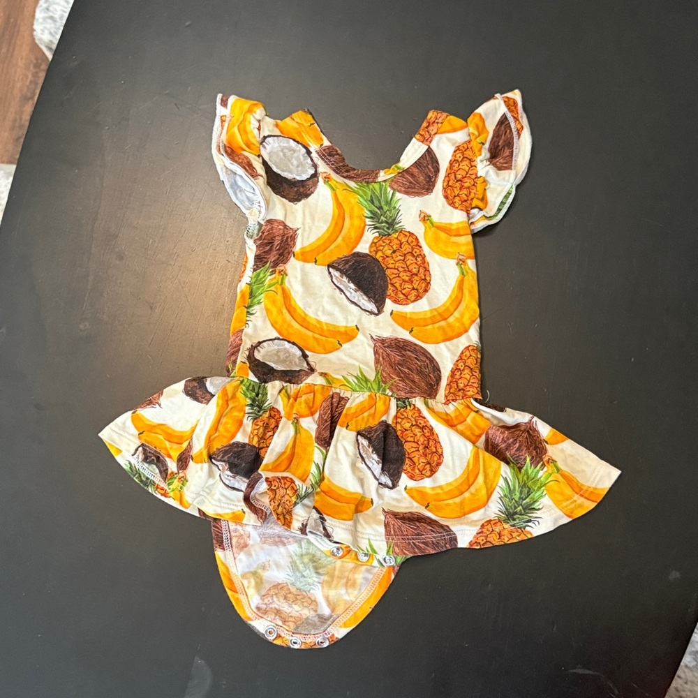Tropical Fruit Print Kids Dress